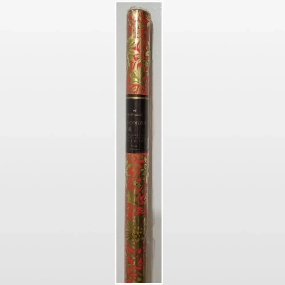 New Vintage Hallmark Wrapping Paper Orange Yellow Gold Foil NWT